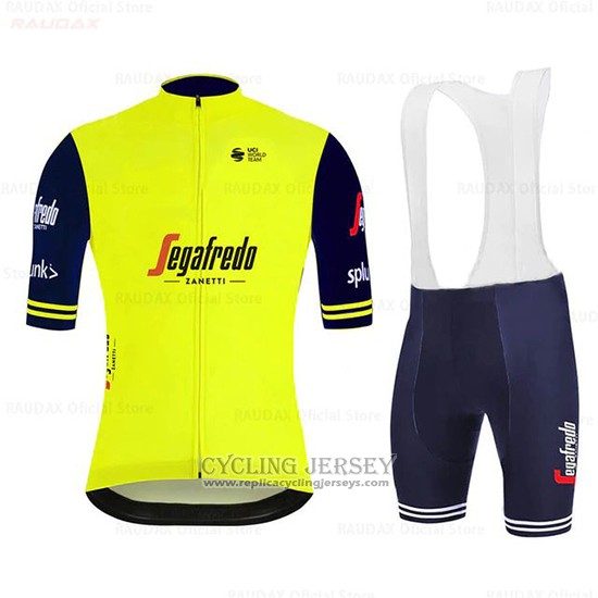 2020 Cycling Jersey Segafredo Zanetti Yellow Azul Short Sleeve And Bib Short